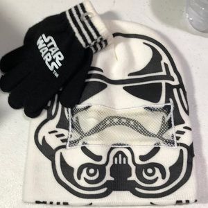 Star Wars Storm Trooper Knit Hat & Gloves Set Facemask Boys